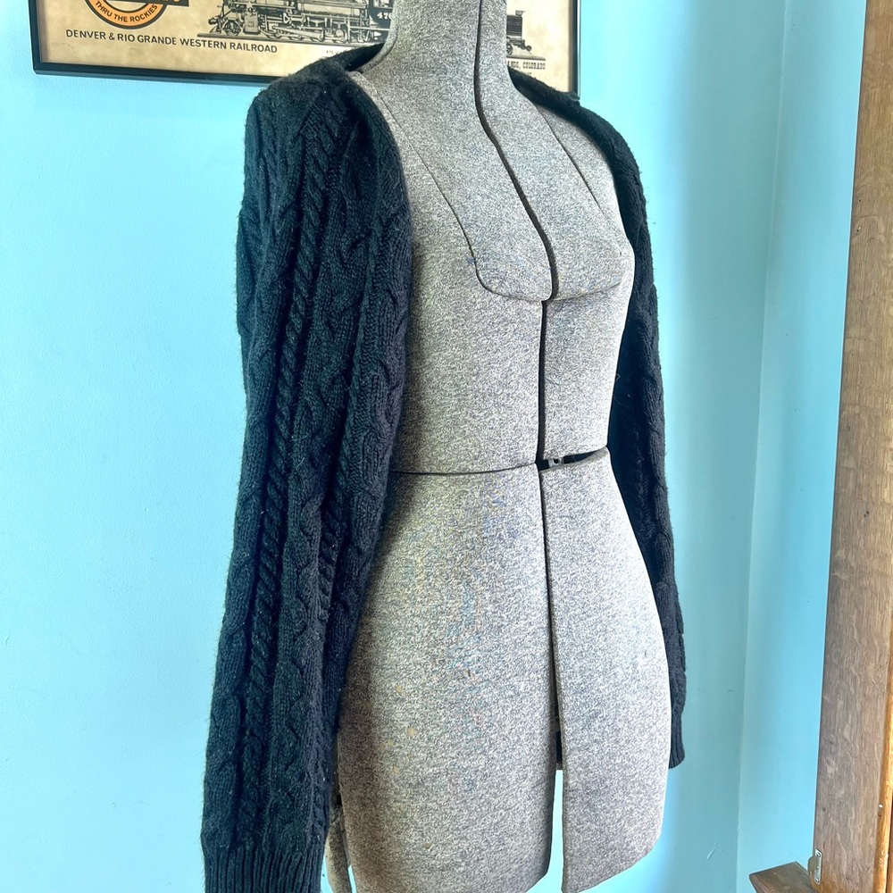 Black Cable-Knit Women's Bolero Sweater